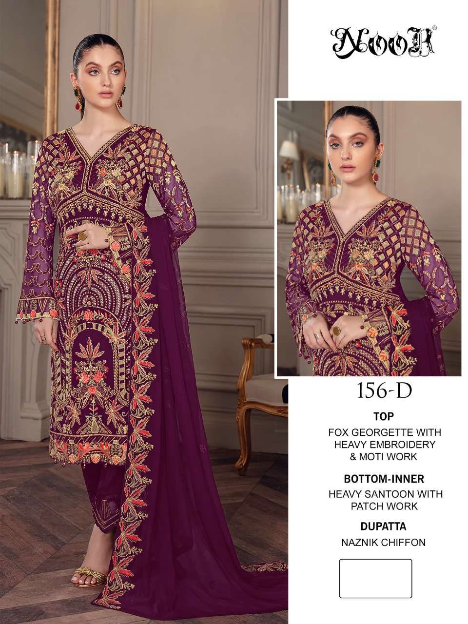 noor 156 faux georgette with heavy embroidery suit 