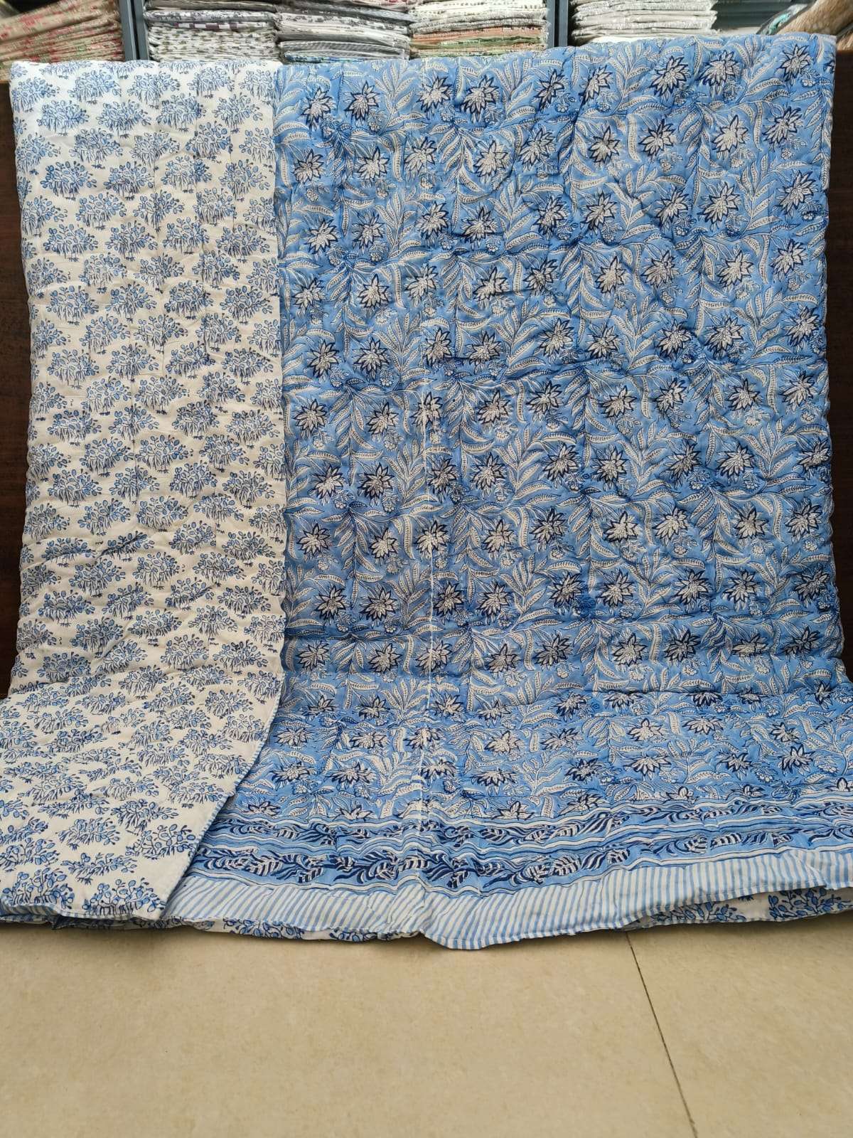 pr Hand Block Double Bed Quilts Pure Malmal Cotton Hand Stitched Quilts
