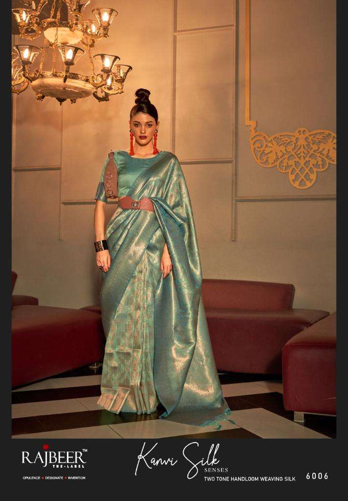 rajbeer the label kanvi silk series 6001-6006 Two Tone Handloom Weaving saree