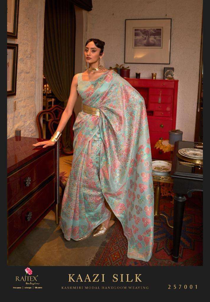 rajtex kaazi silk series 257001-257006 kashmiri modal weaving saree