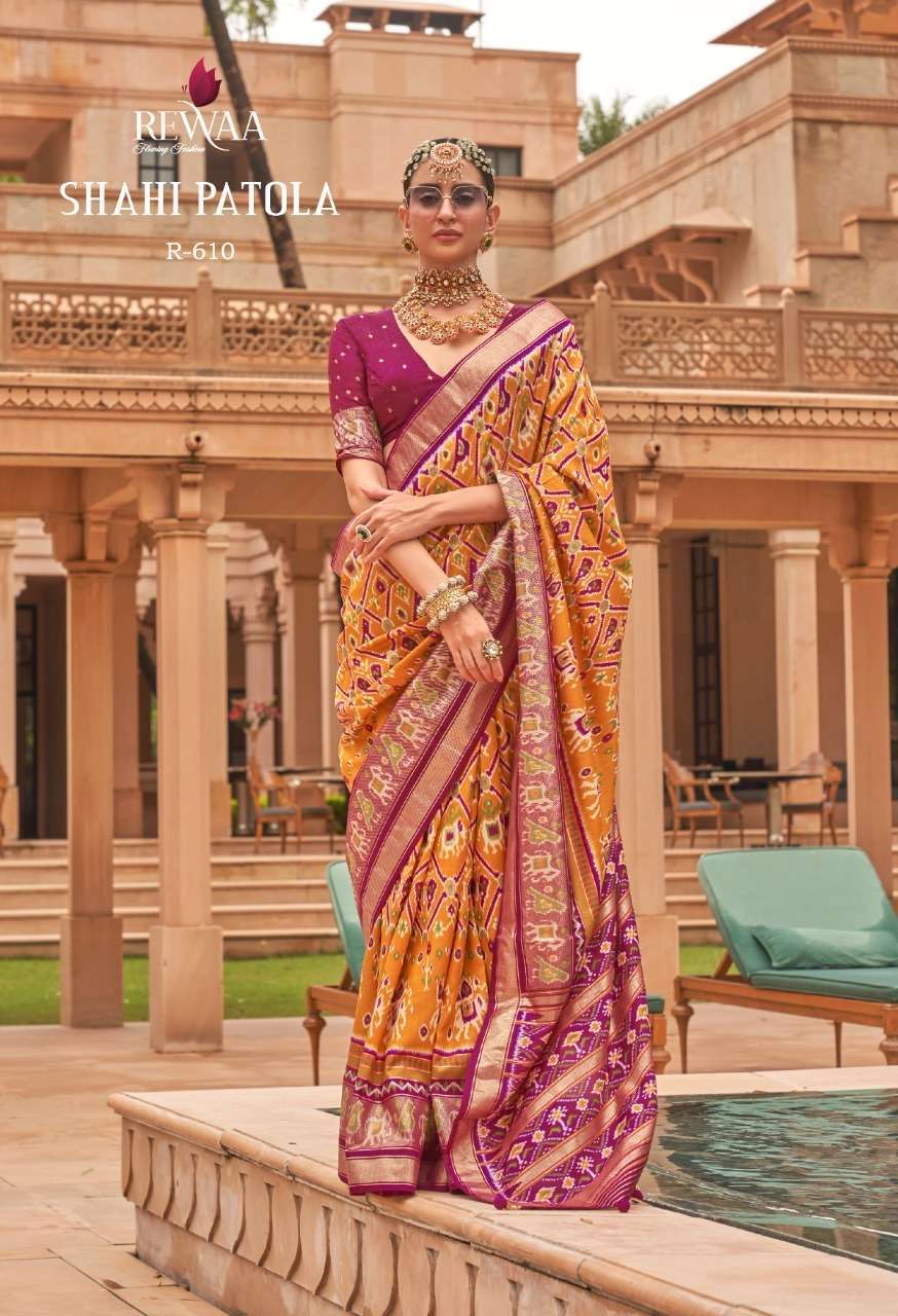 rewaa shahi patola series 602-610 smooth silk saree
