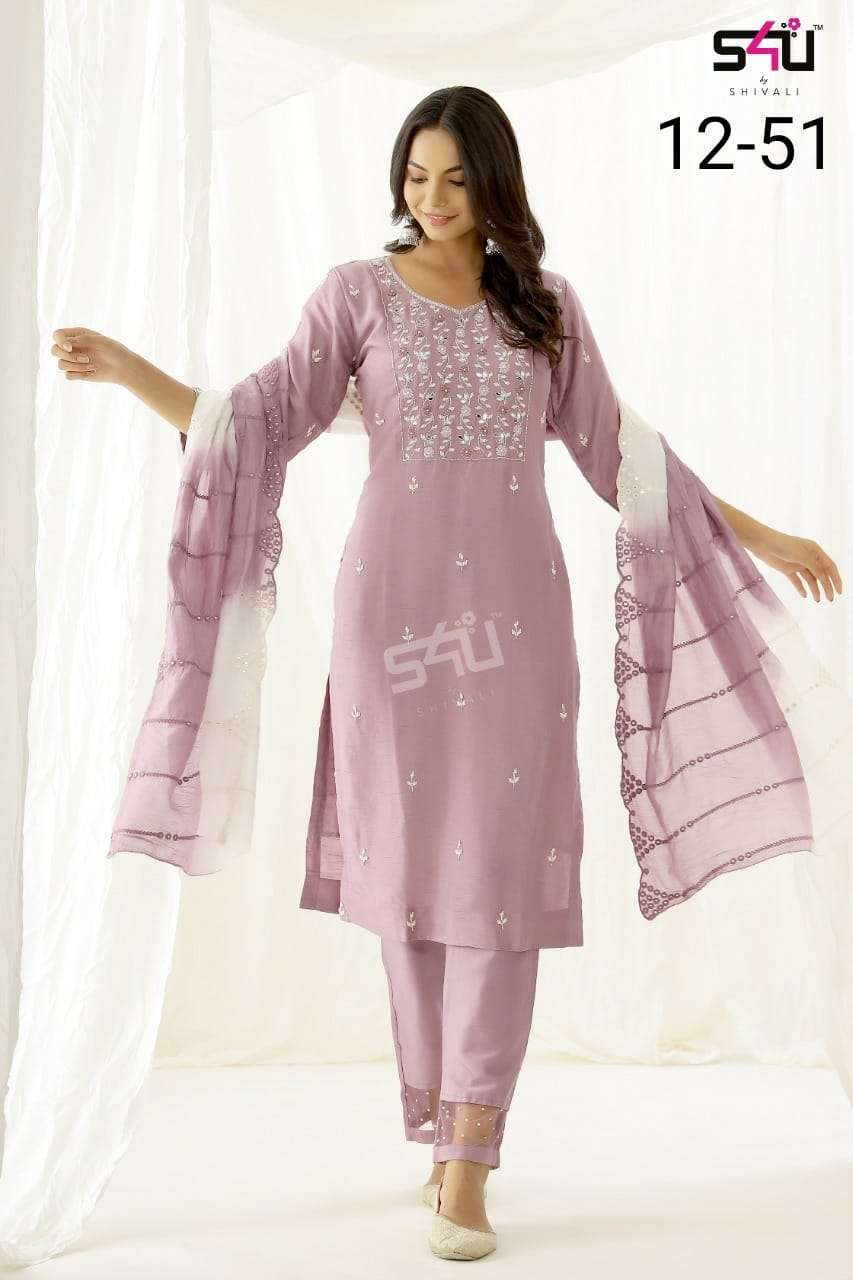 s4u pr 12-51 design combo set of top bottom with dupatta set