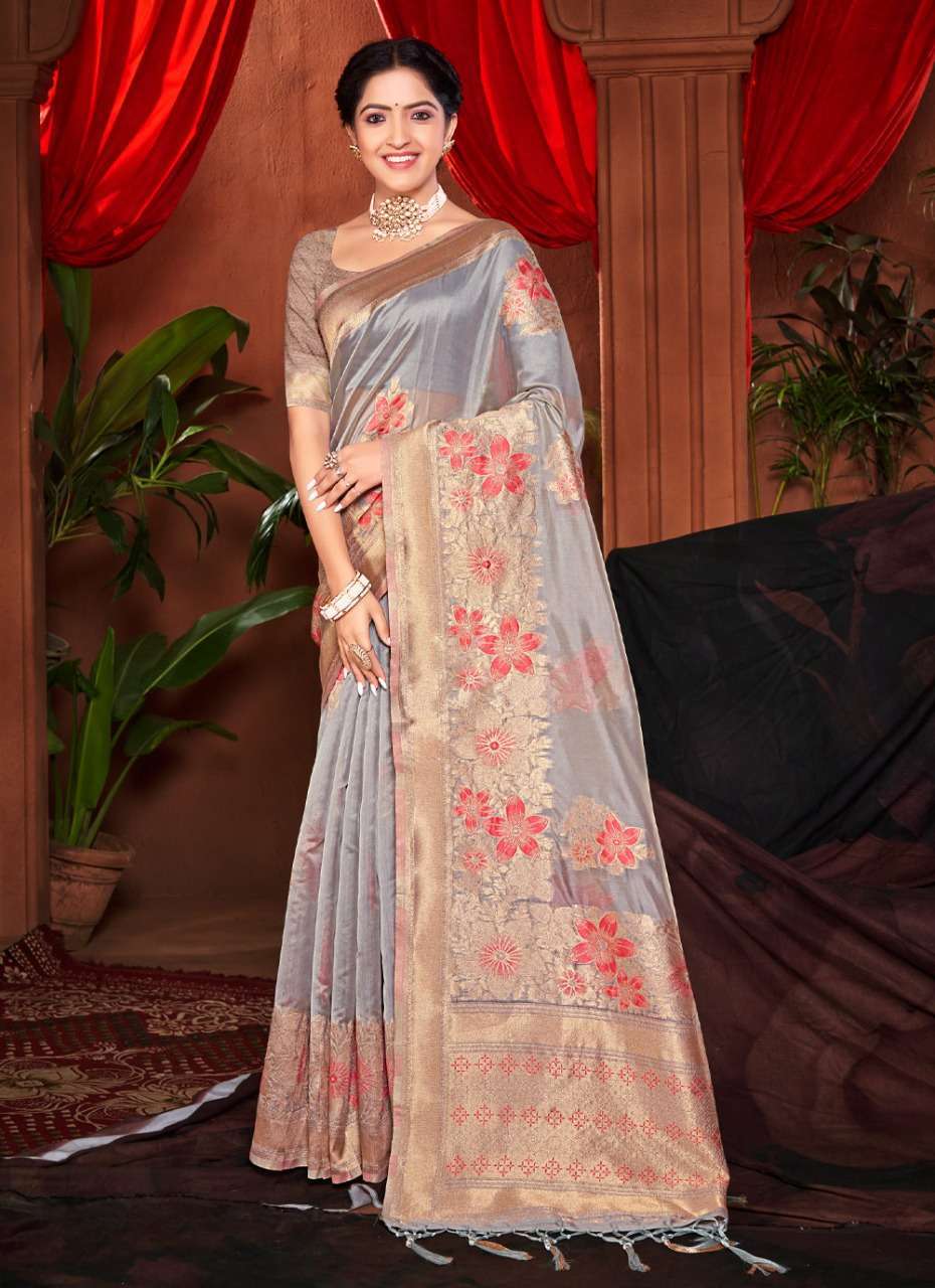 sangam prints deepkala silk saree with tassels on pallu