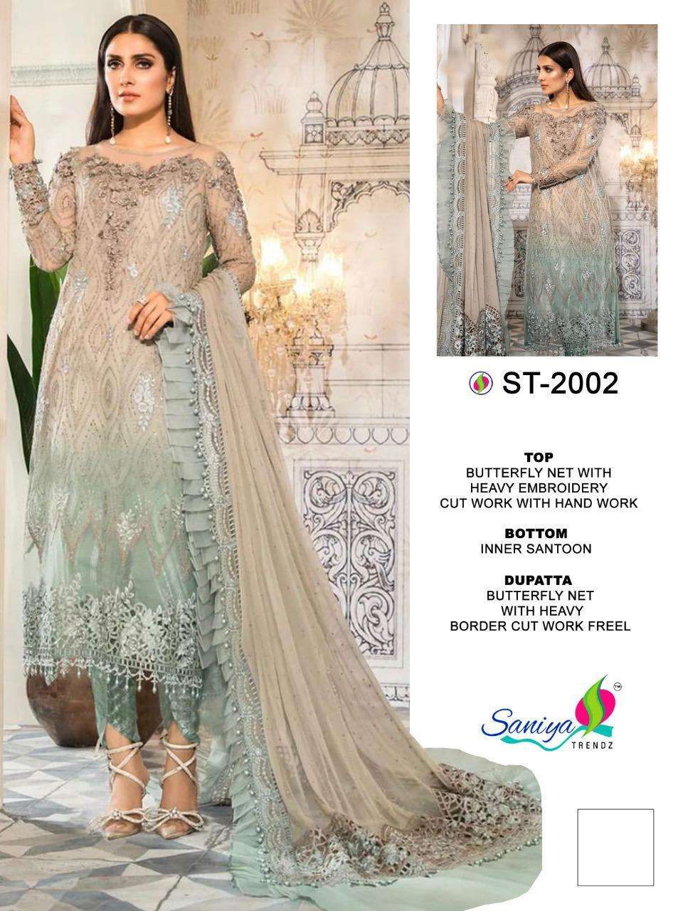 saniya trendz 2002 designer net embroidered suit