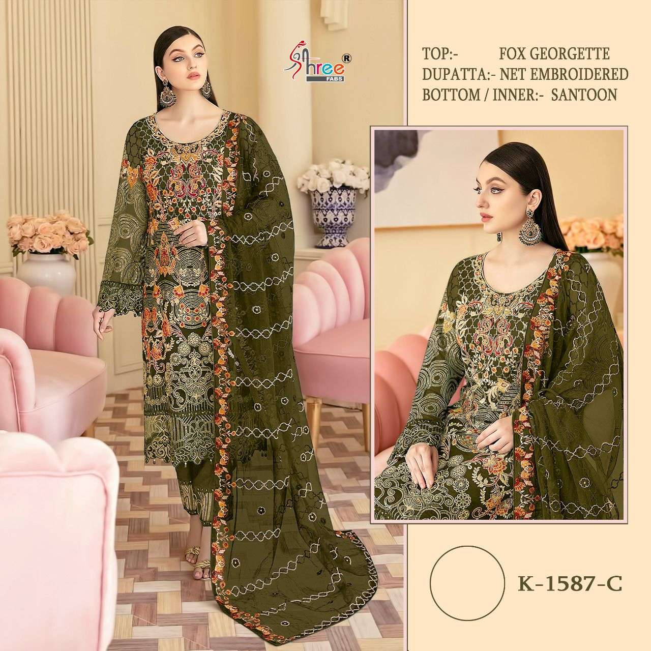 shree fab k-1587 faux georgette suit 