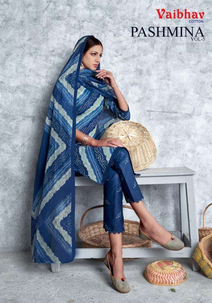 Vaibhav Pashmina Vol-5 series 5001-5010 Pure Cotton suit