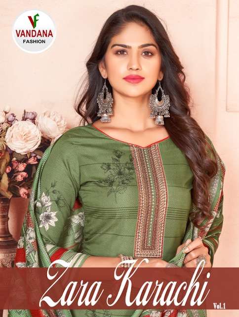 Vandana Zara Karachi Vol-1 series 1001-1010 Pure Soft Cotton suit