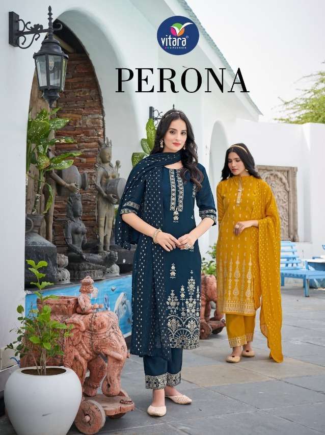 vitara perona series 1001-1004 poly viscos readymade suit 