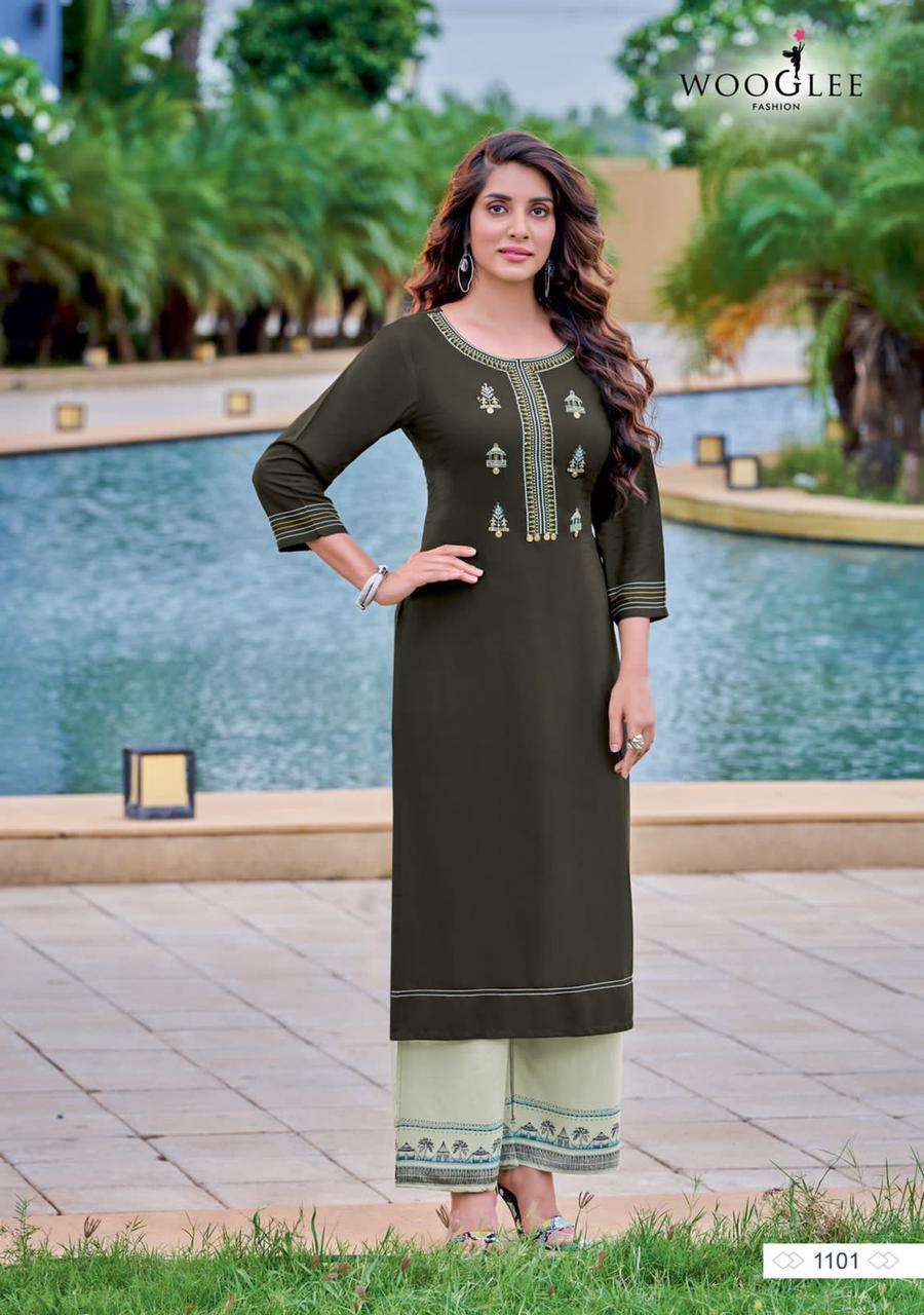 wooglee celebration vol 16 series 1101-1106 heavy rayon kurti 