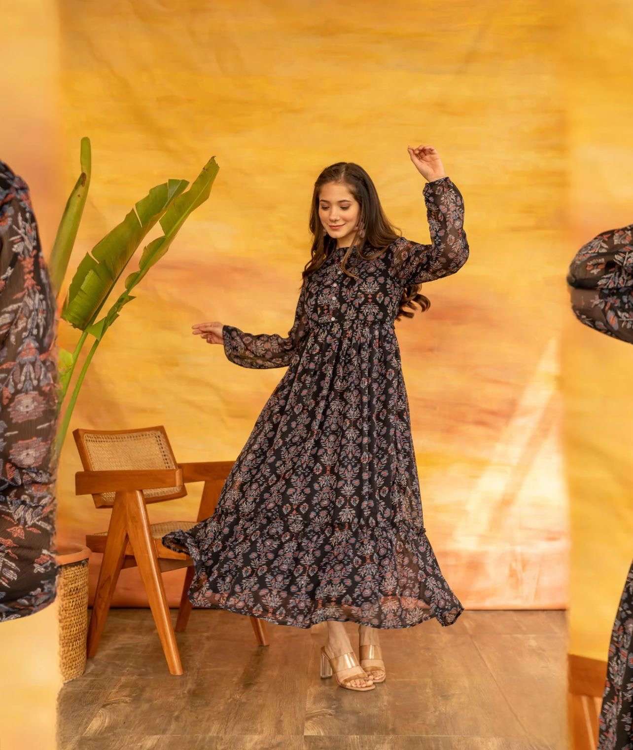x-lady faux georgette maxy gown for an absolutely stunning look