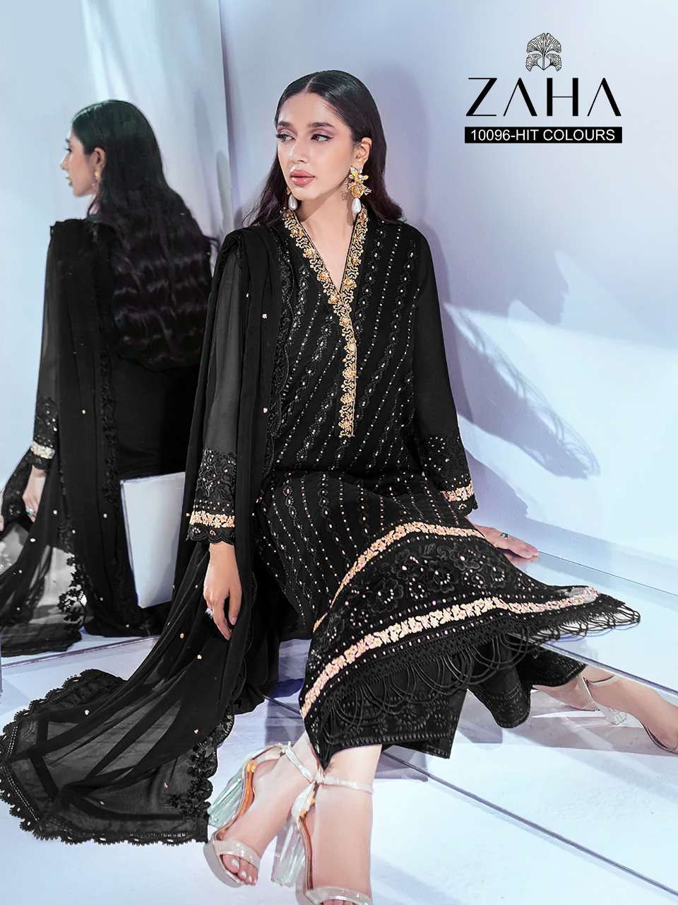 zaha 10096 design georgette with heavy embroidered suit