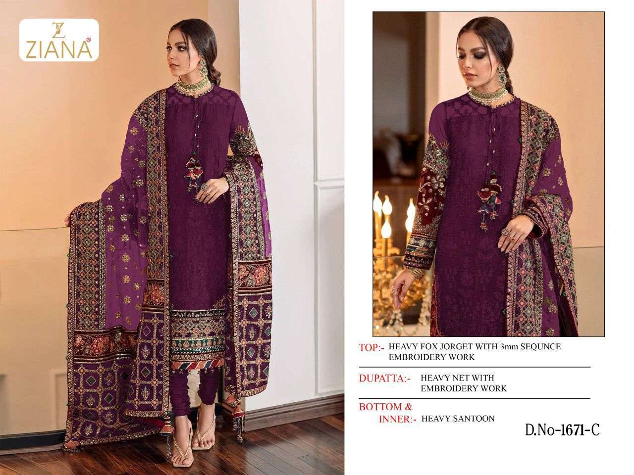 ziana 1671 heavy faux georgette suit 