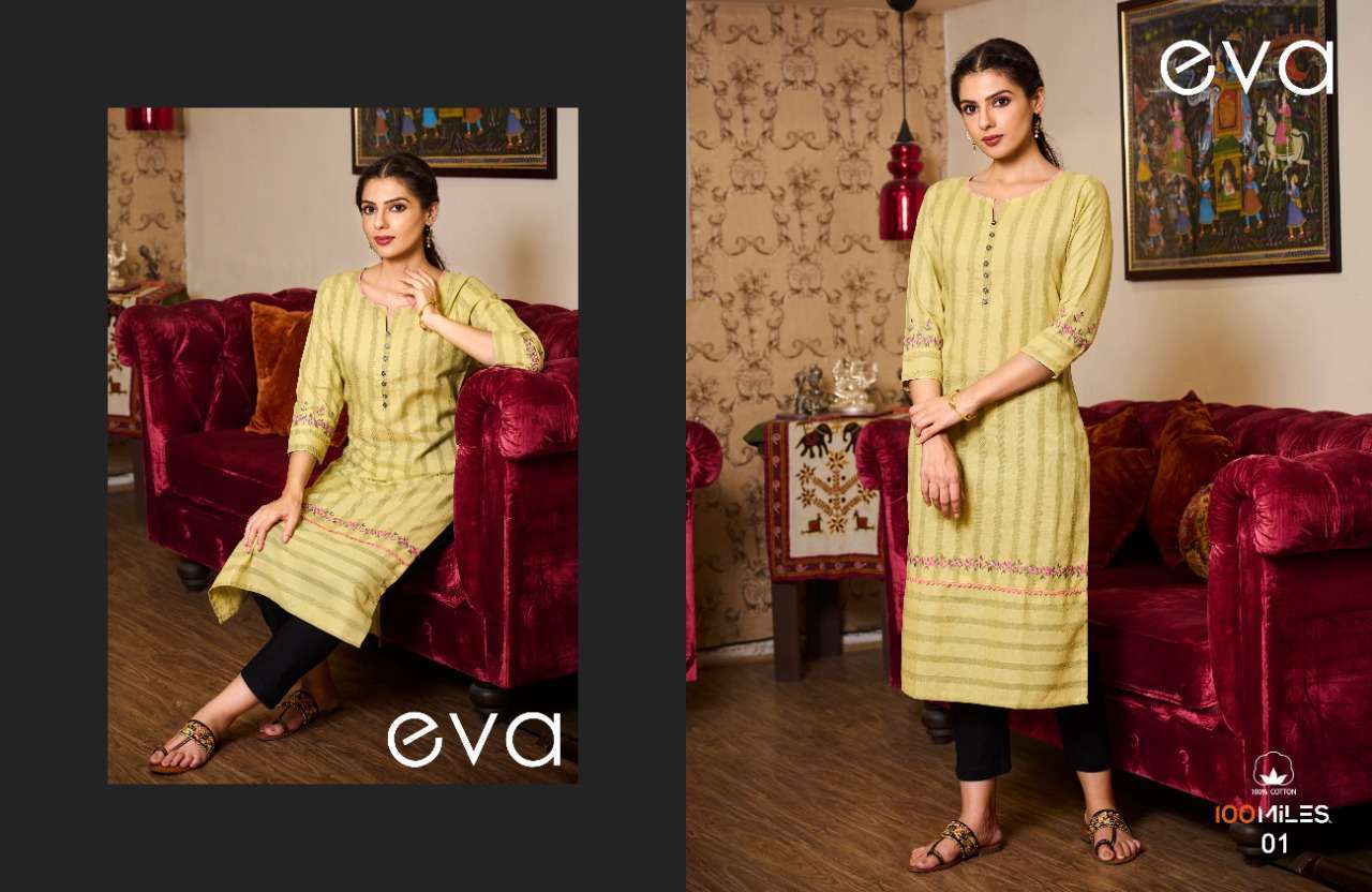 100 miles eva series 01-04 Pure self patterned Cotton kurti