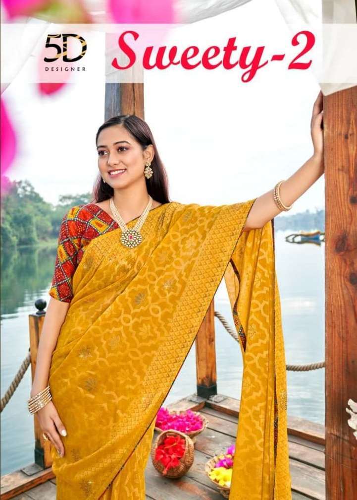 5d designer sweety vol 2 series 3971-3978 chiffon brasso saree 