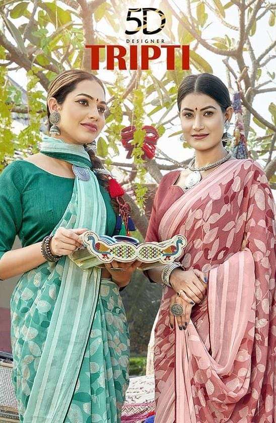 5d designer tripti series 4001-4008 bright chiffon saree