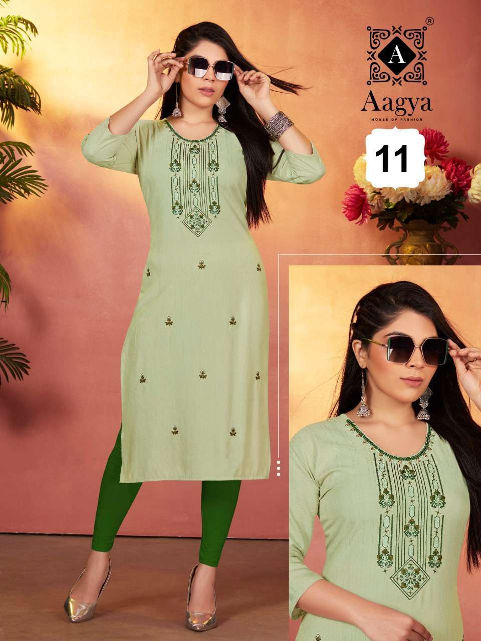 aagya kia vol 2 series 11-18 heavy weaving rayon kurti 