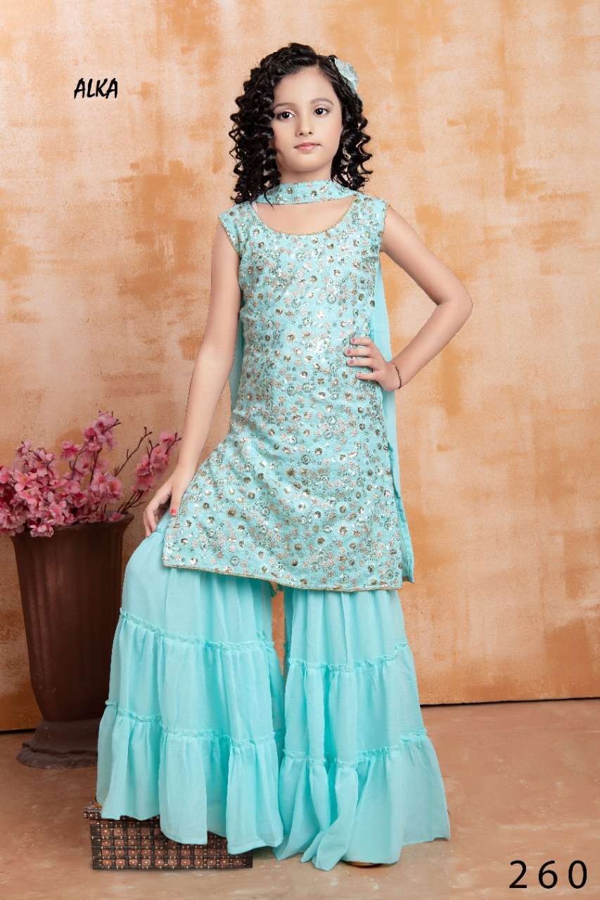 alka vol 37 series 259-262 faux georgette sharara suit 