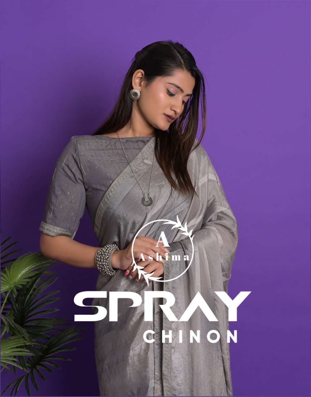 ashima spray chinon series 7301-7308 chinon saree