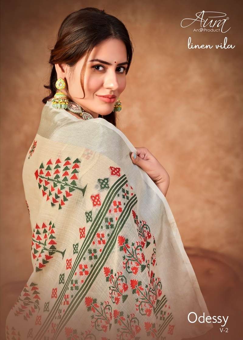 aura odessy vol 2 series 12701-12706 linen saree
