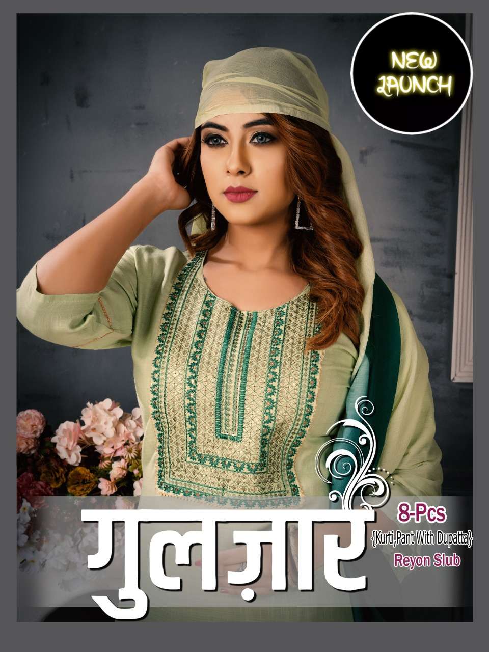 beauty queen gulzar series 001-008 heavy rayon slub readymade suit 