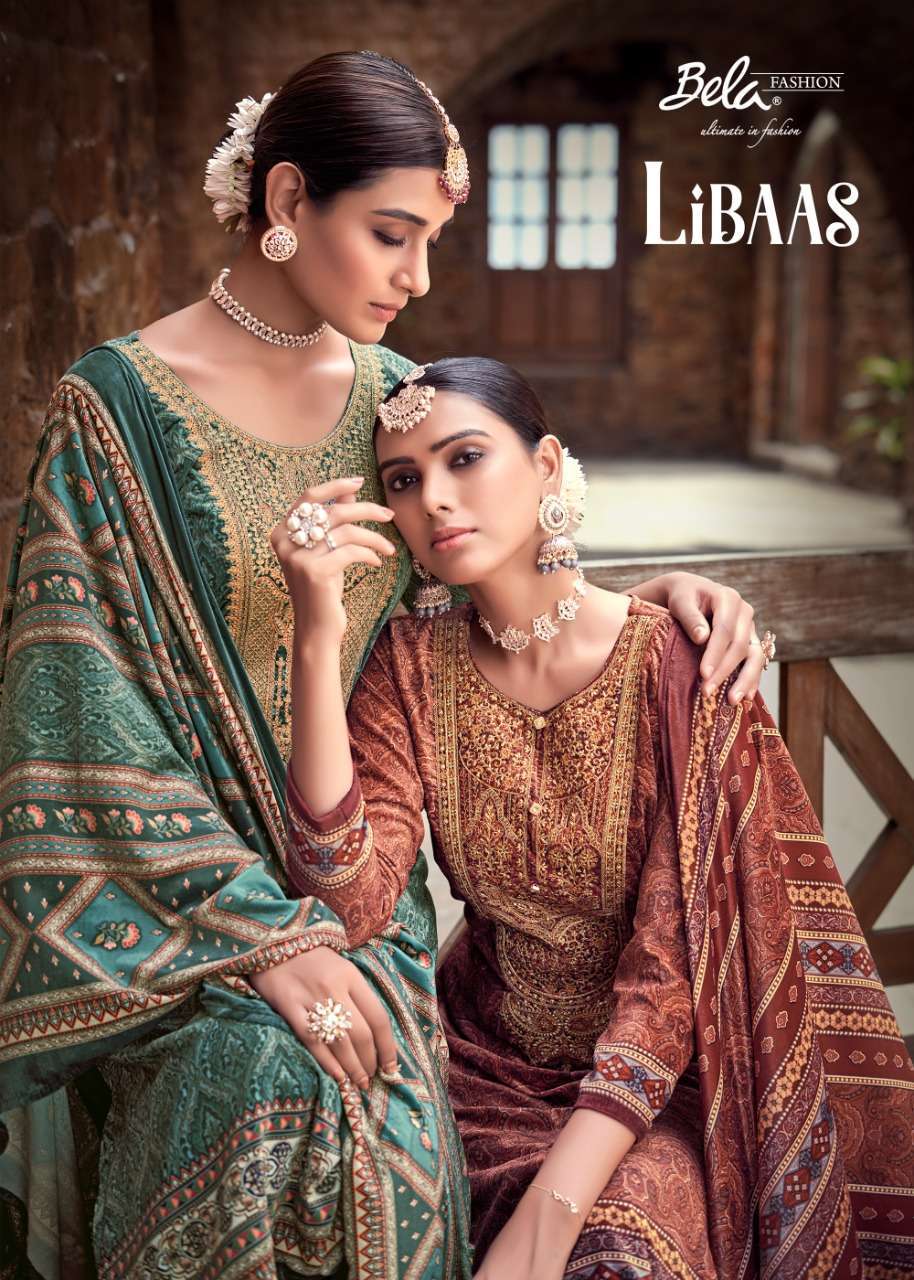 bela libaas series 3339-3344 velvet digital print suit 
