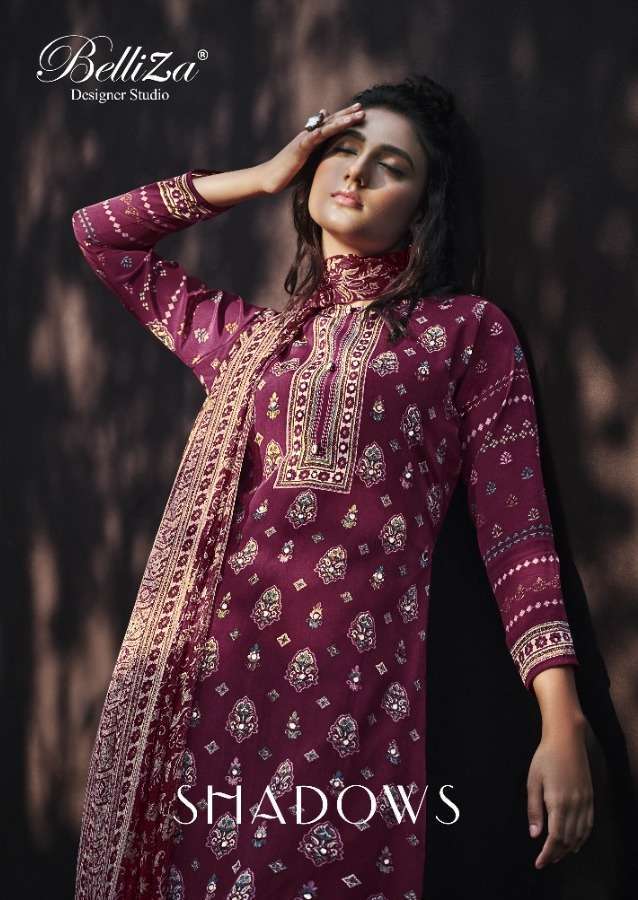 belliza designer shadow series 725001-725010 pure crape suit 