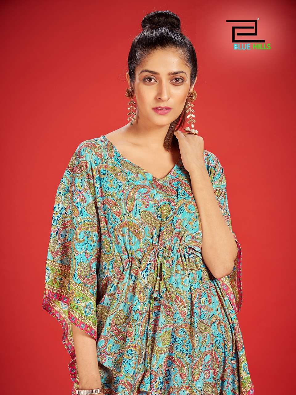 blue hills fire walk vol 3 series 3001-3004 heavy french crape kaftan 