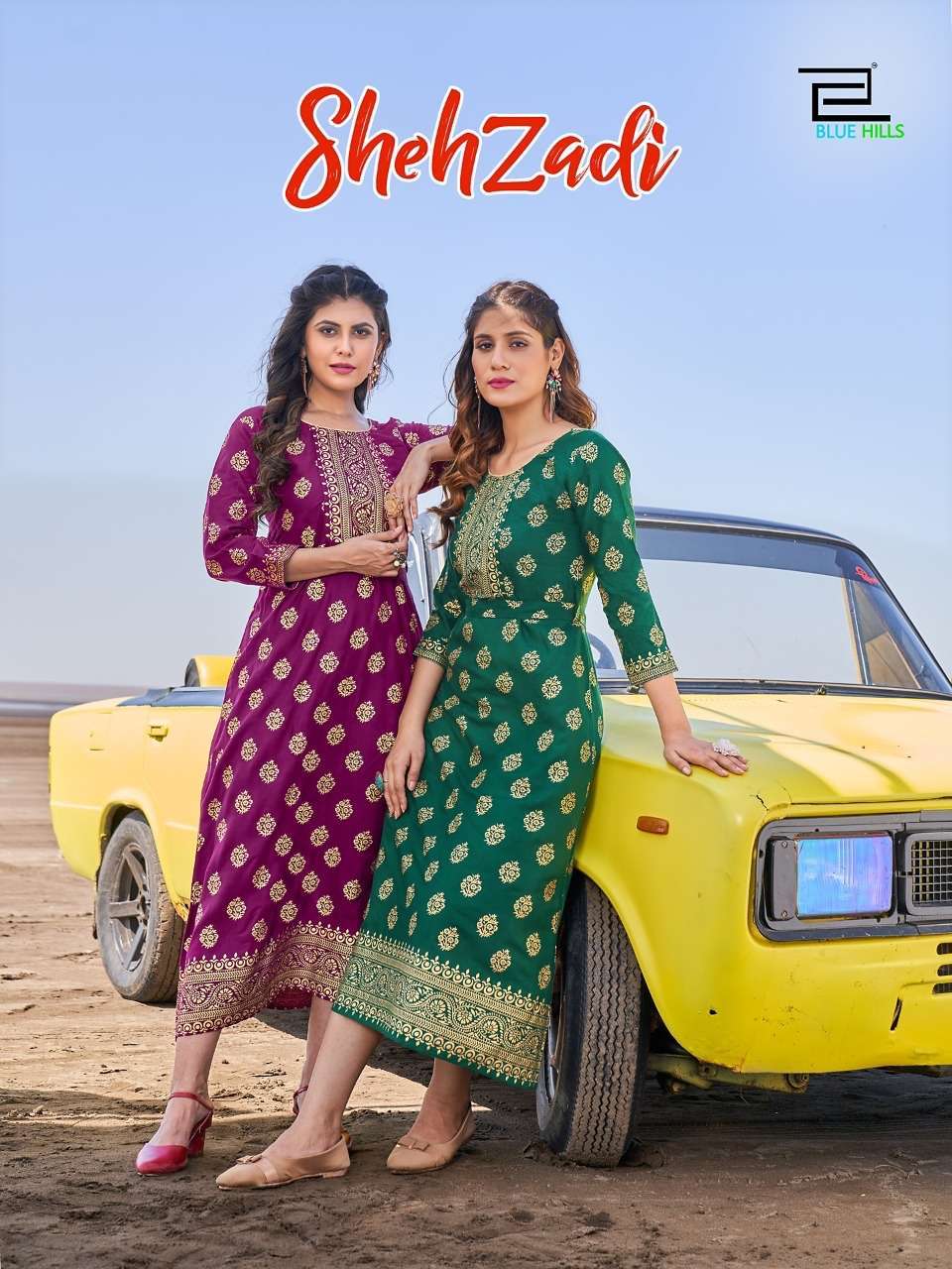 blue hills shehzadi series 1001-1006 rayon 14 kg kurti