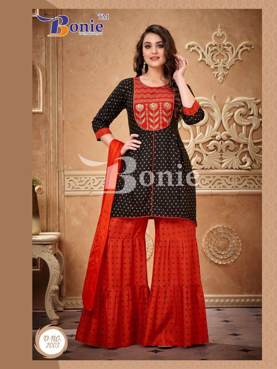 bonie shenaz series 2001-2006 14 kg rayon sharara suit 