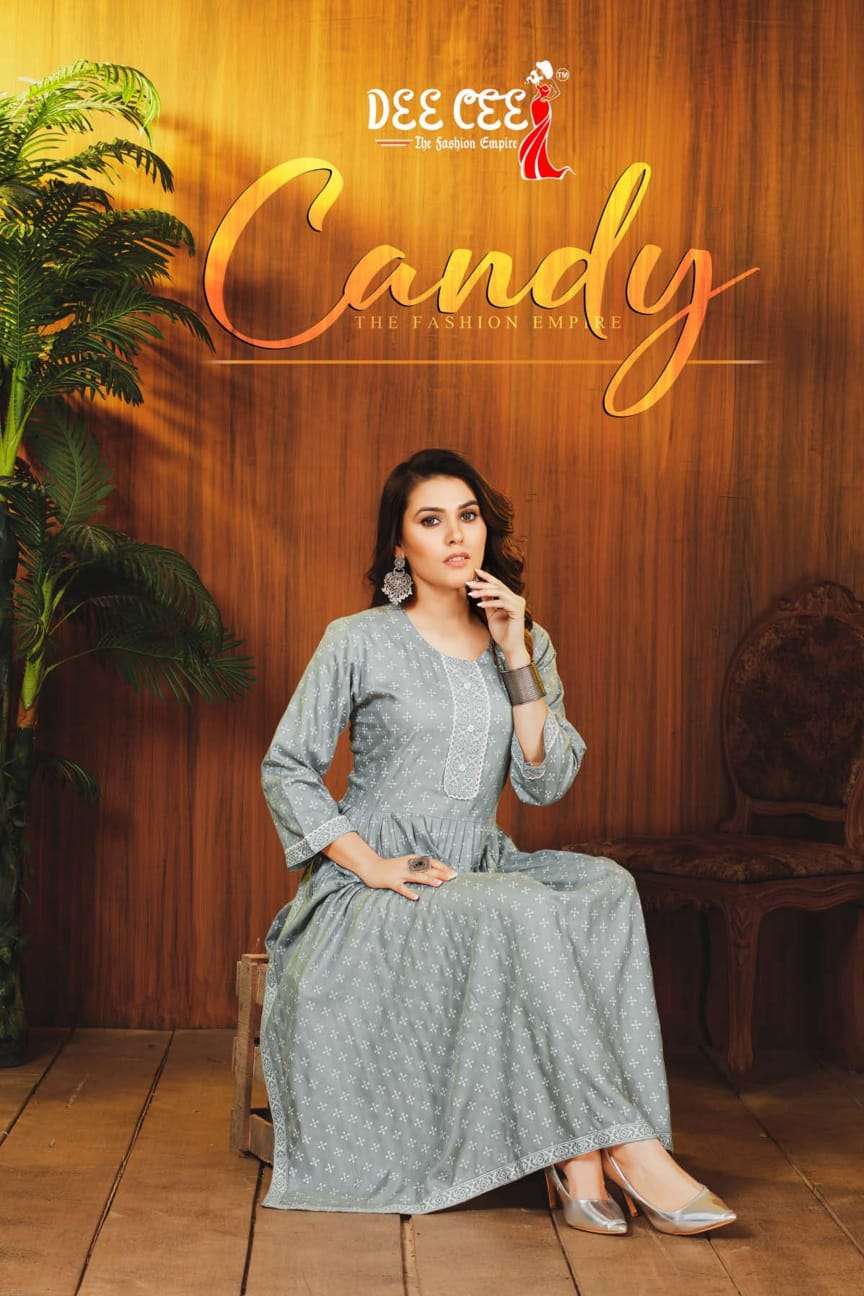 dee cee candy series 1001-1006 heavy rayon kurti 
