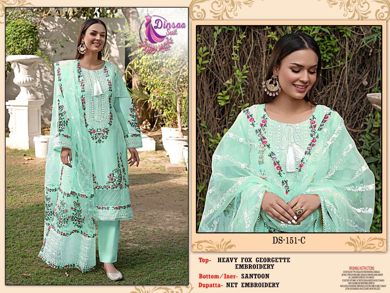 dinsaa suit DS-151 designer heavy georgette suit 