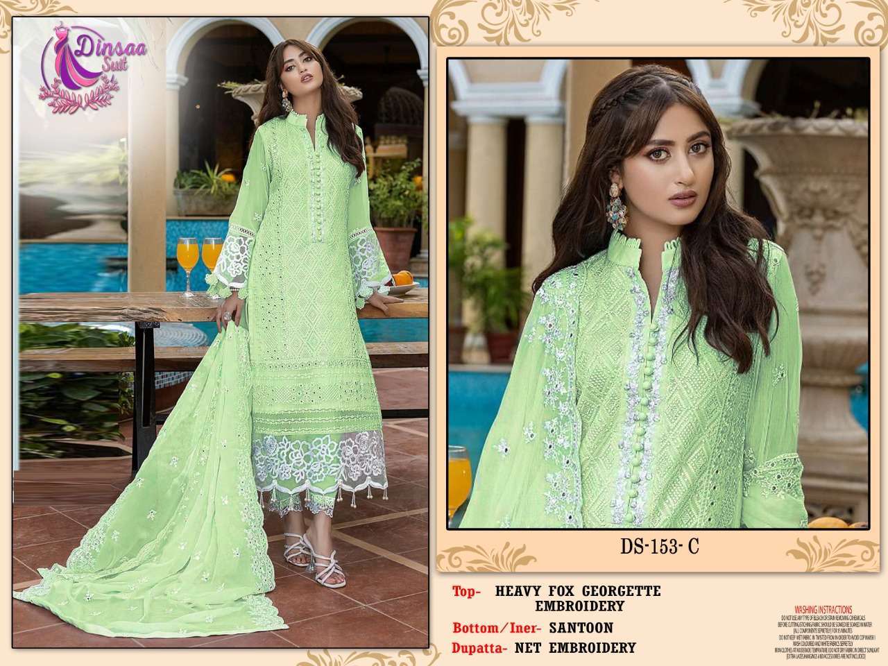 dinsaa suit ds-153 georgette embroidered suit 