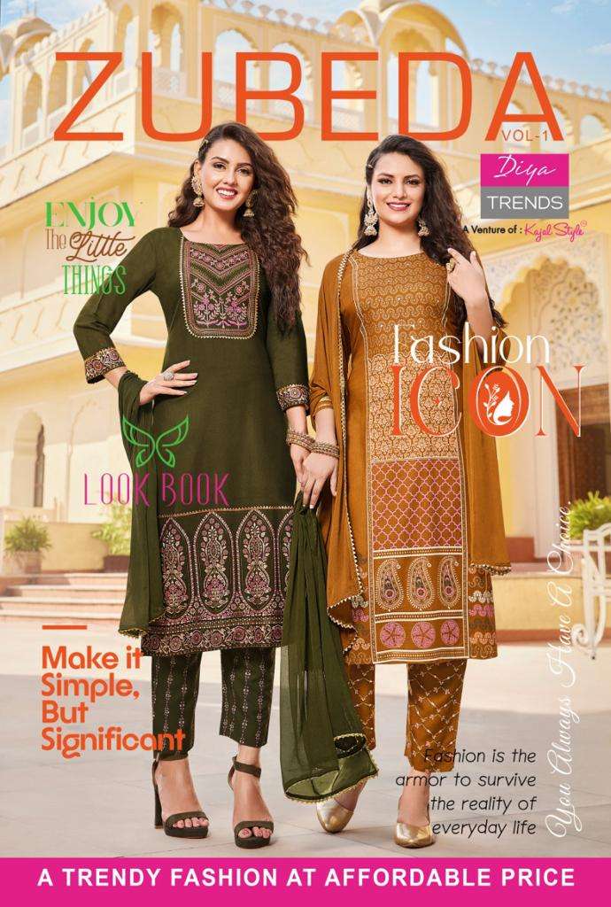 diya trends zubeda vol 1 series 1001-1010 rayon readymade suit s