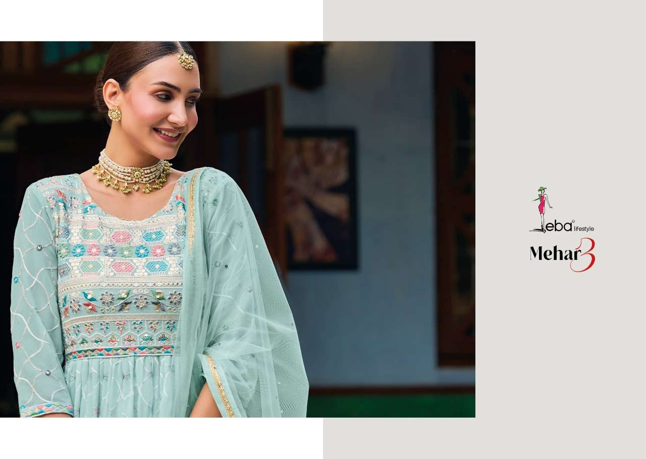 eba mehar vol 3 designer faux georgette suit 
