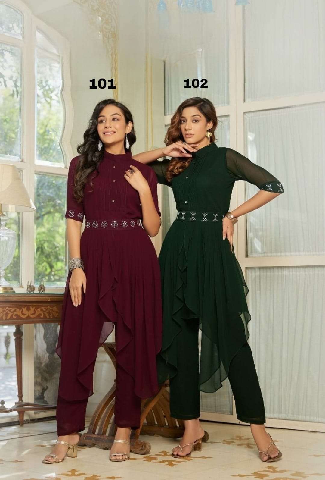 exclusive georgette handwork on hand sleeve and relaxing 
