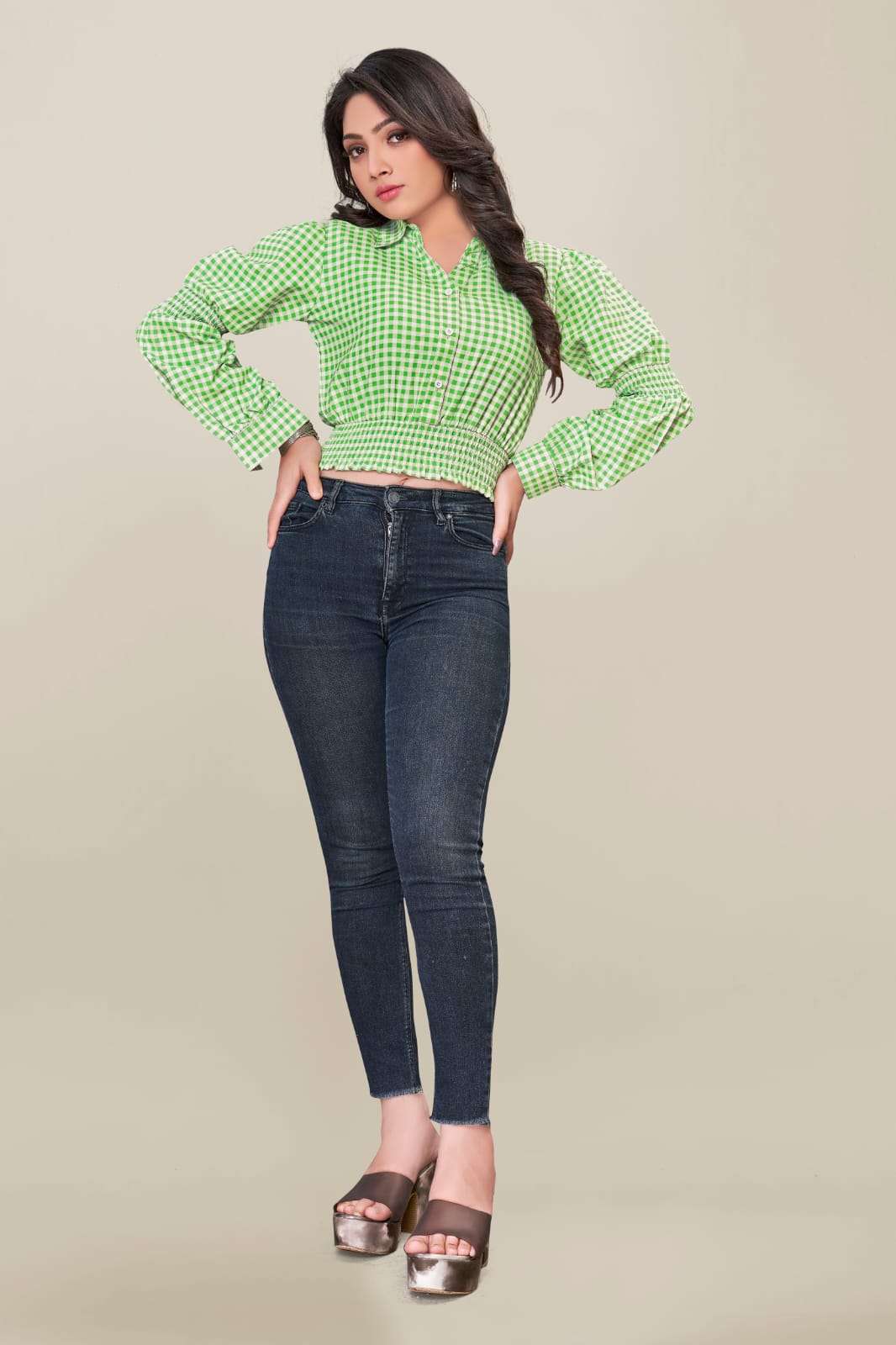 ff slub cotton Designer Top With Fancy Sleeves