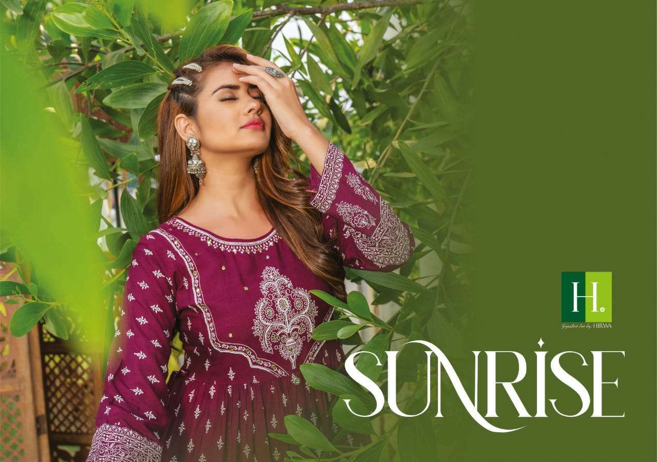 hirwa sunrise series 101-106 Heavy Rayon Slub ghera kurti