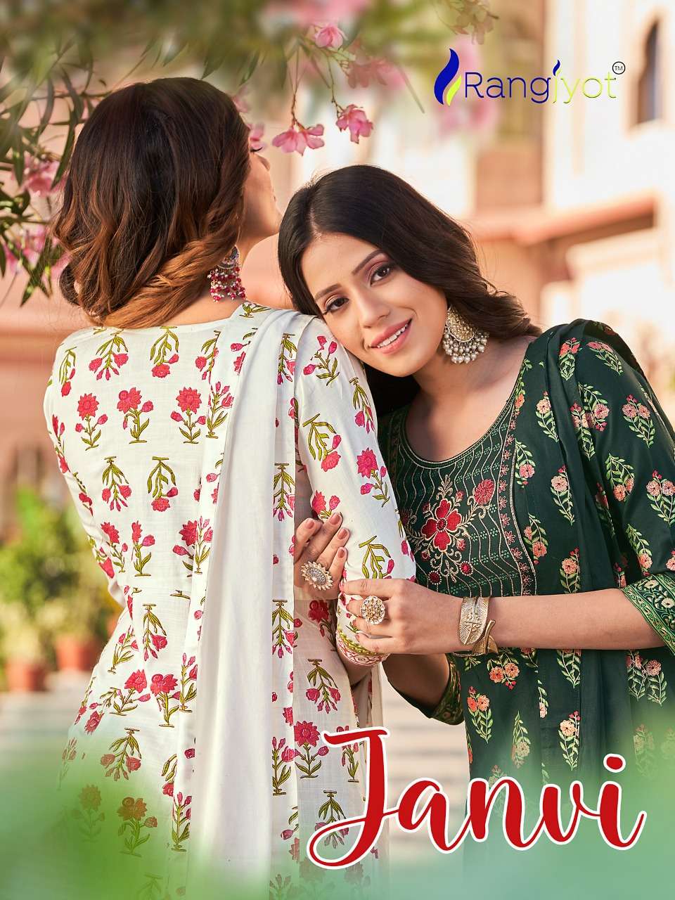 janvi designer rayon slub kurti with dupatta 