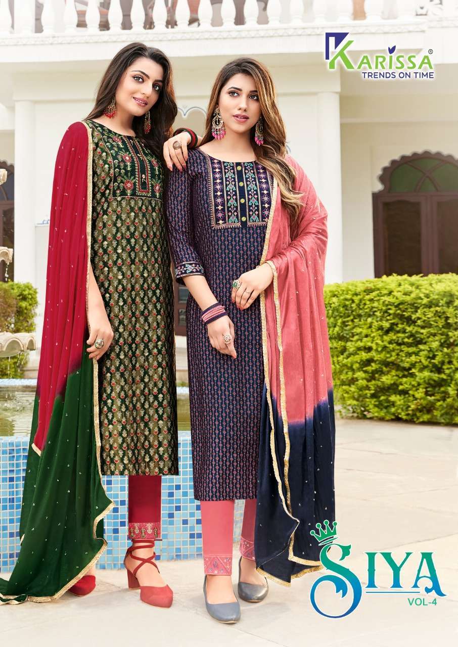 karissa siya vol 4 series 4001-4004 modal silk readymade suit 