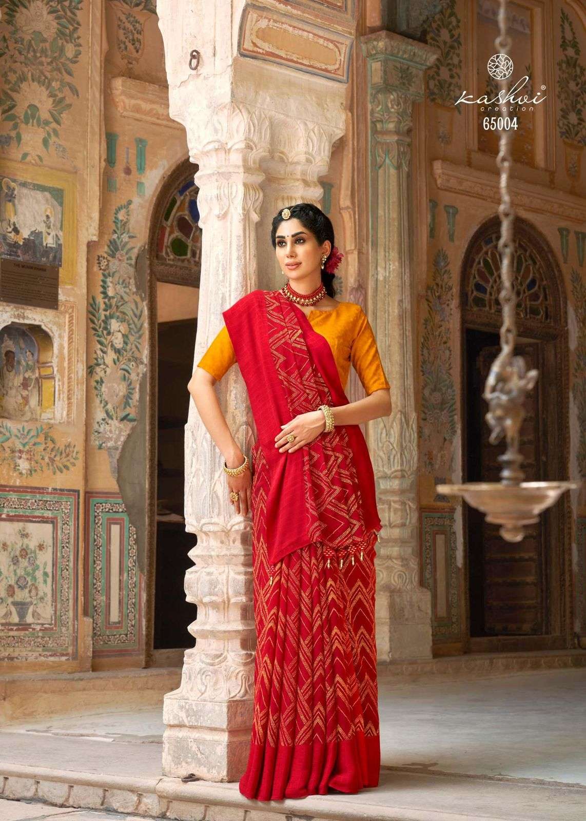 kashvi georgette jacquard border saree 