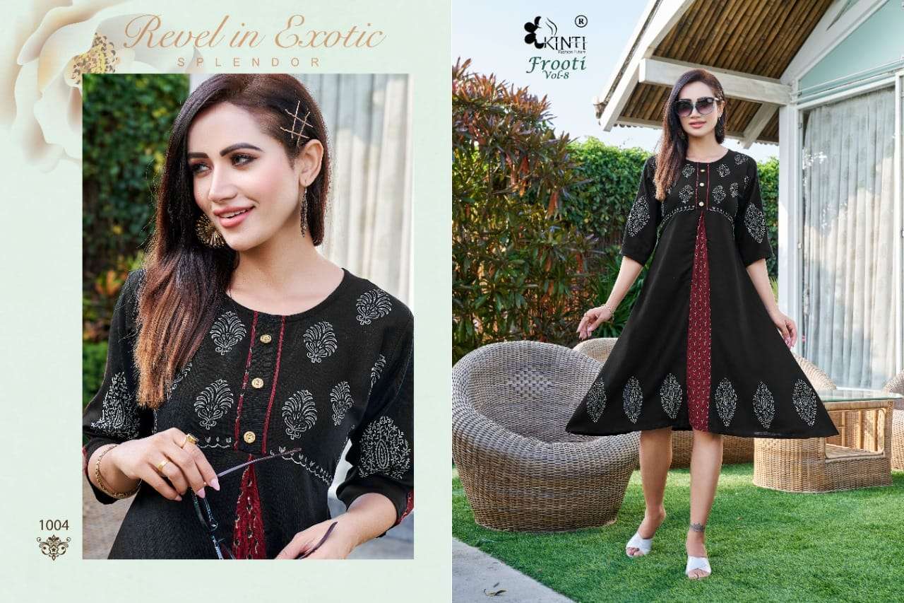 kinti frooti series 1001-1008 two tone slub kurti 