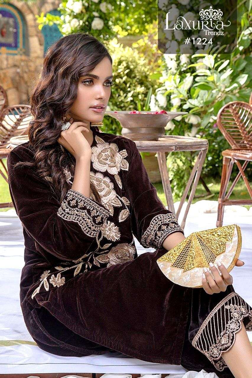 laxuria trendz 1224 designer 9000 velvet kurti s