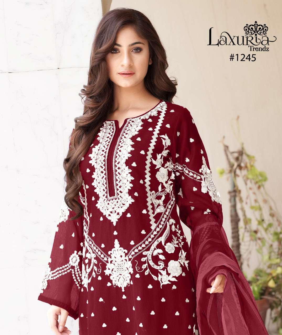 laxuria trendz 1245 faux georgette readymade suit 