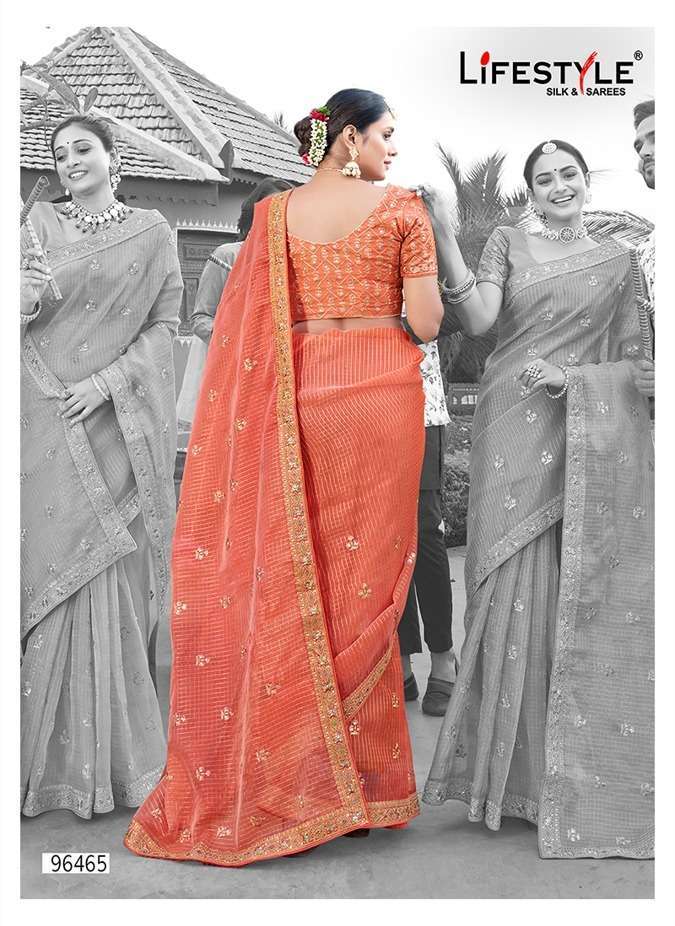 lifestyle imarti vol 9 series 96461-96466 P/p Gold Coin Organza saree