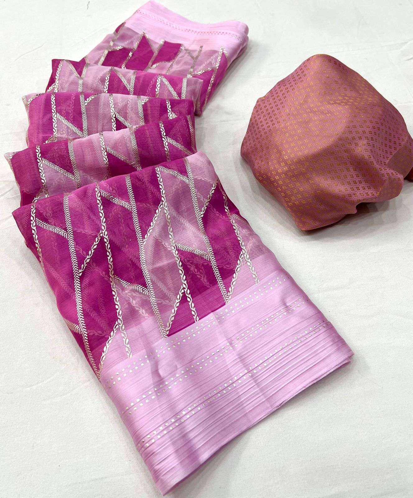 lt Georgette Fabric Triangle Mill Print saree 