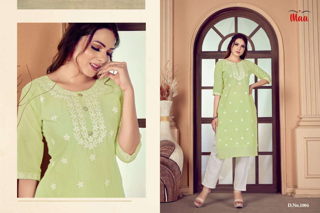 maa creation innaya series 1001-1004 mul cotton kurti 
