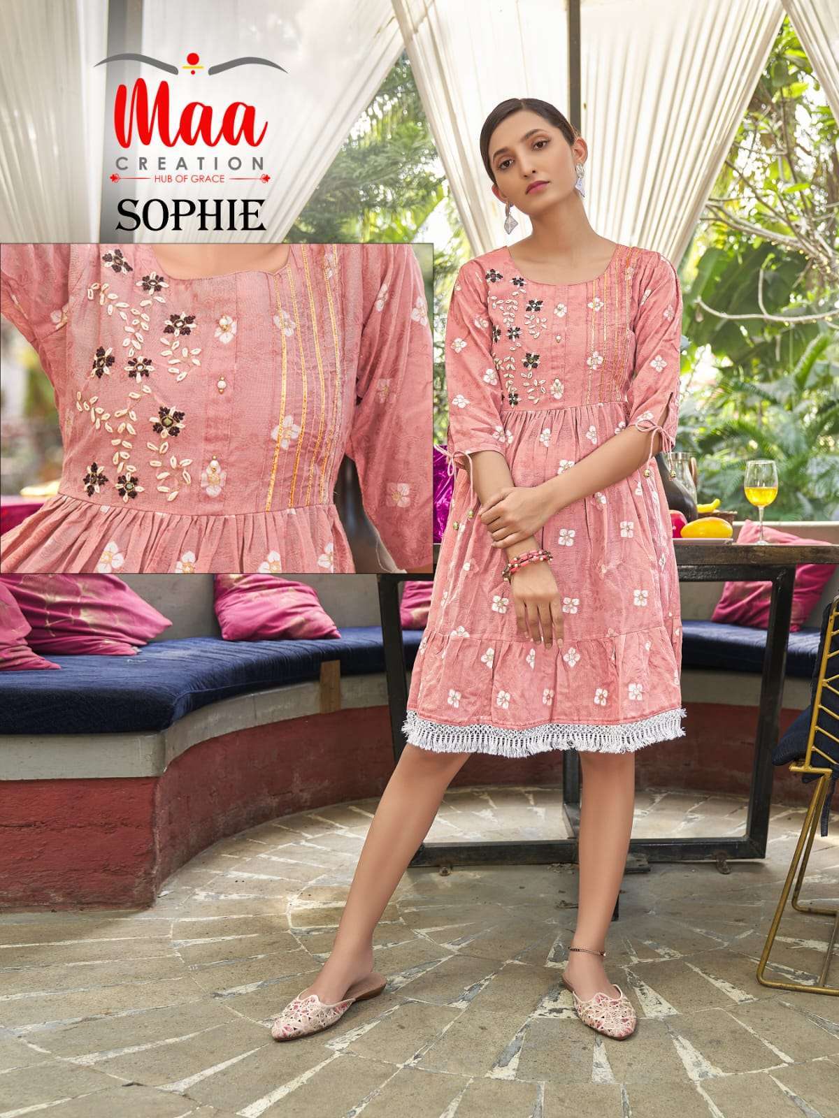 maa creation sophie cotton jacquard kurti 