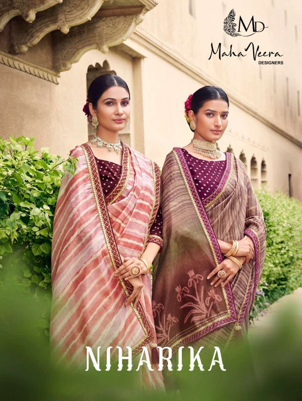 mahaveera niharika series 1401-1408 silk digital print saree