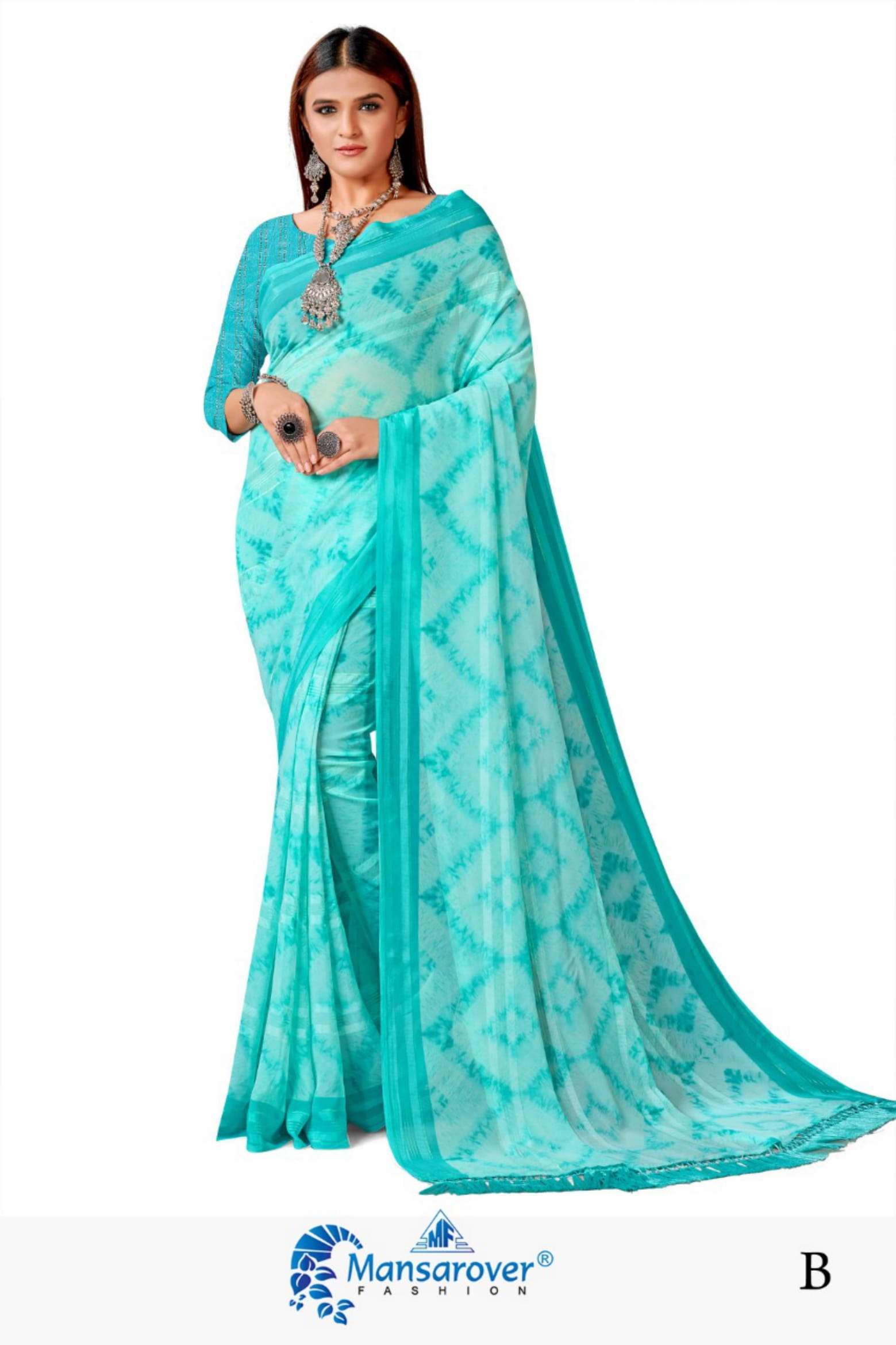 mansarover fashion meena Bright weightless patta saree