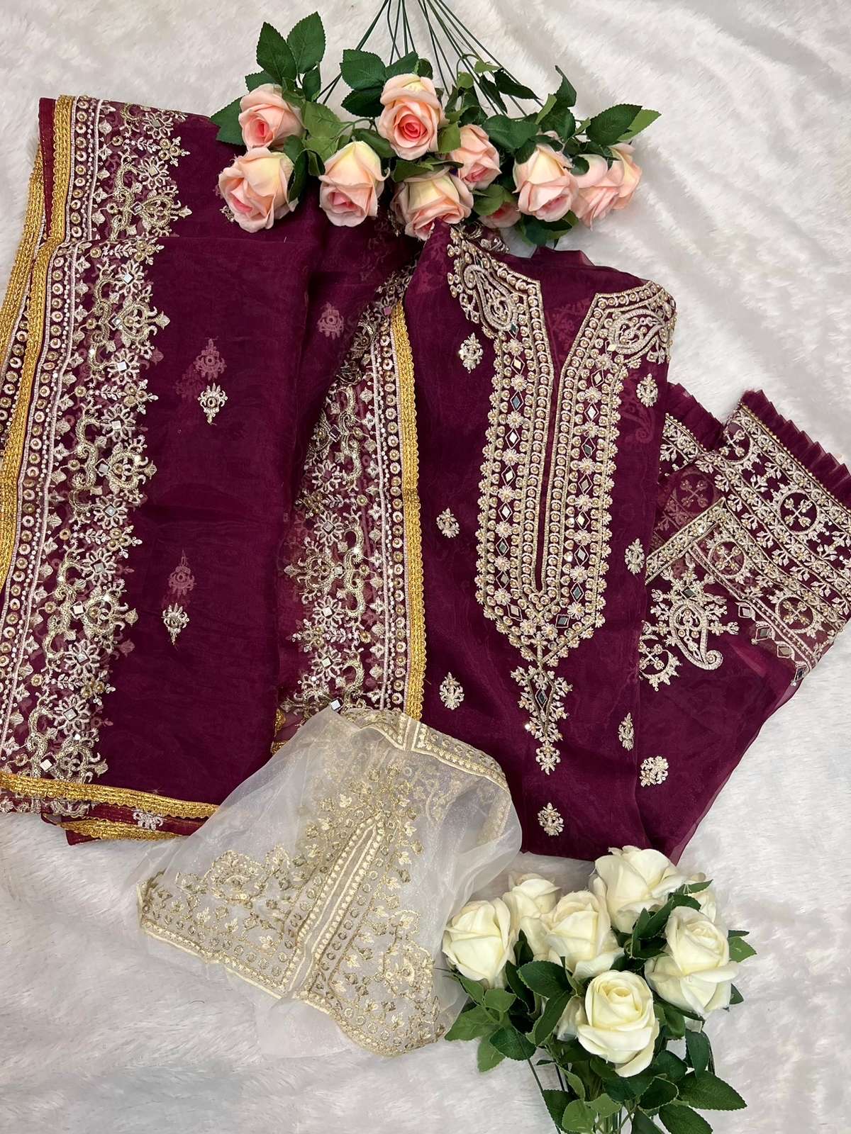 mehboob tex designer Organza with Heavy Embroidery suit